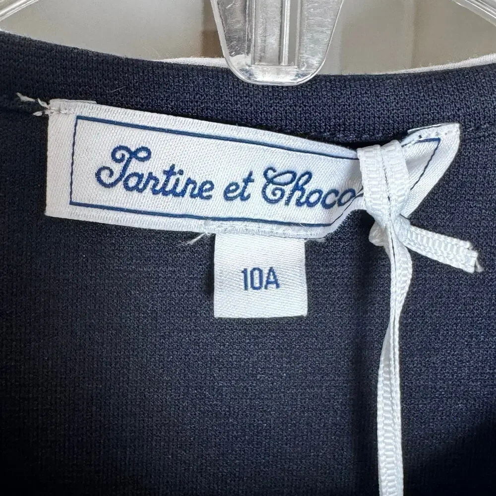 Tartine et Chocolat Girls Navy Blue Lace Collar Dress Size Y10 NWT Jersey dress